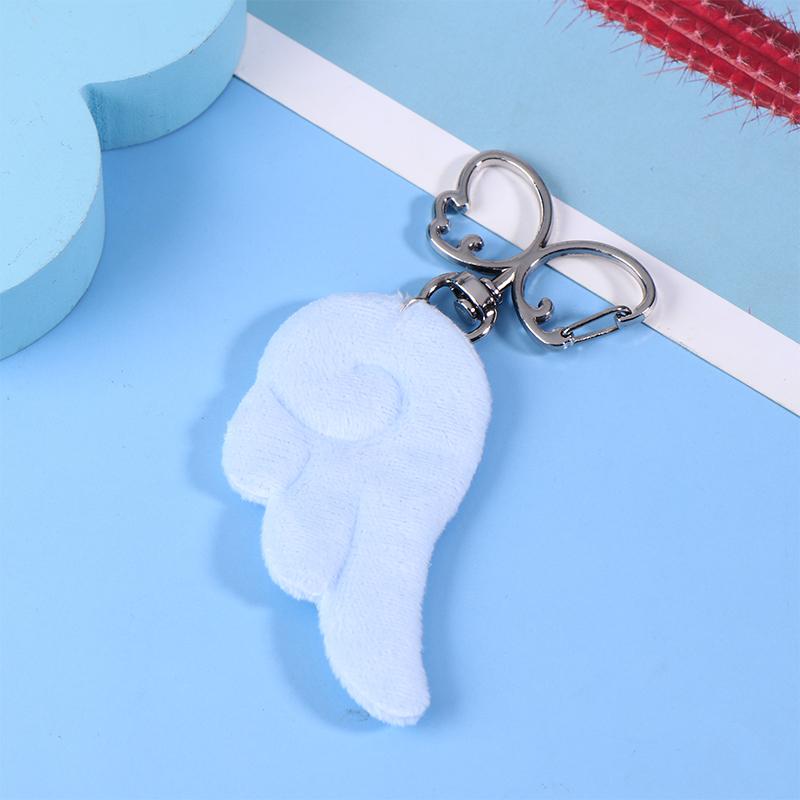 Y2K Sweet Plush Angel Wings Keychain Simple Butterfly Wing Keyring Pendant Bag Charms Backpack Hanging Decoration Couple Gifts