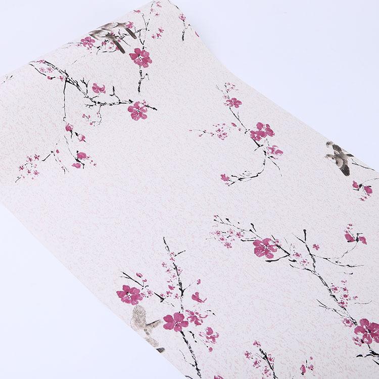 Floral Peel And Stick Wallpaper Blue Flower And Bird Wallpaper Decorative Self Adhesive Peel Vinyl Film Wall Paper for Bedroom