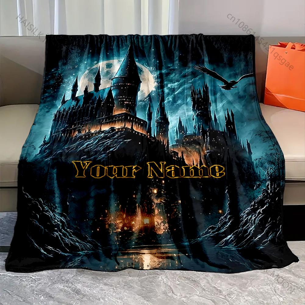 Personalization Custom Name Blanket Magic Academy Printing Suitable for Sofa, Bed, Travel, Camping, Car, Chair and Bed for Gifts