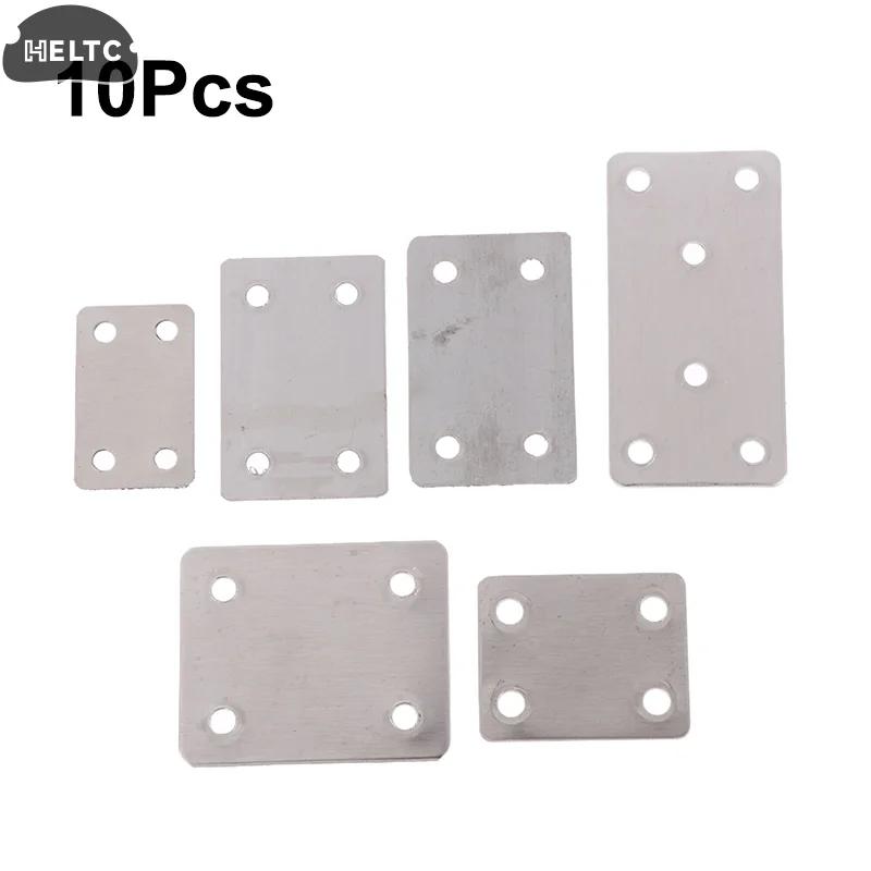 10Pcs Silver Straight Four Hole Fixed Angle Bracket Stainless Steel Right Angle Bracket Furniture Fasteners Wood Shelves Cbinets