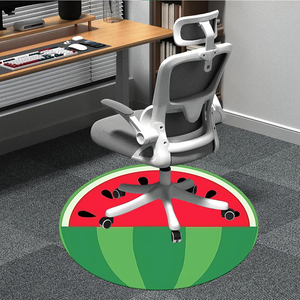 1pc Watermelon Slice Office Round Area Rug, Mat Suitable For Office, Under Office Chairs Bedroom Living Room Home Decor, Room Deco