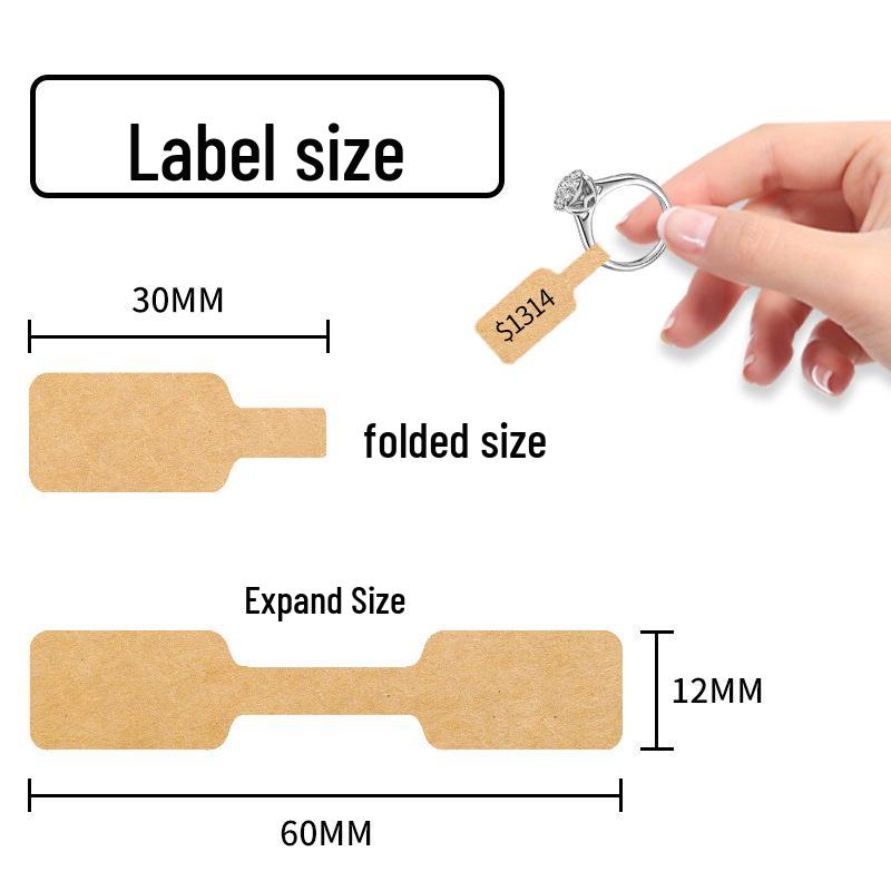 Decorative Natural Kraft Paper Jewelry Price Tags, 500 Labels/Roll, Adhesive-Free Center