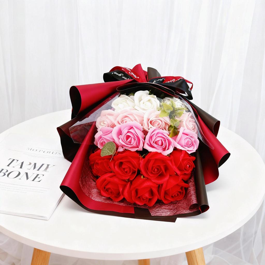 Soap Flower Bouquet Gift Box with 18 Roses - Perfect for Graduation or Valentine's Day