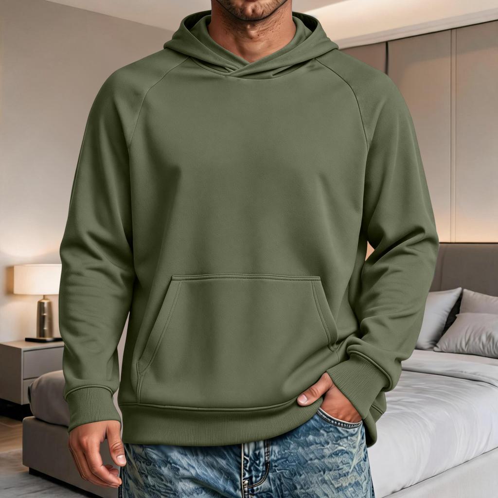 Men's Raglan Hoodie with Pocket - Long Sleeve Casual Pullover