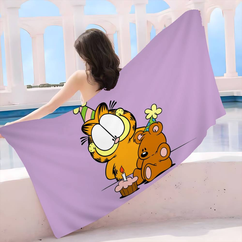 Cartoon G-Garfield Cat Microfiber Printed Beach Towel Mountain Climbing Yoga Beach Swimming Running Absorbent Soft Towel