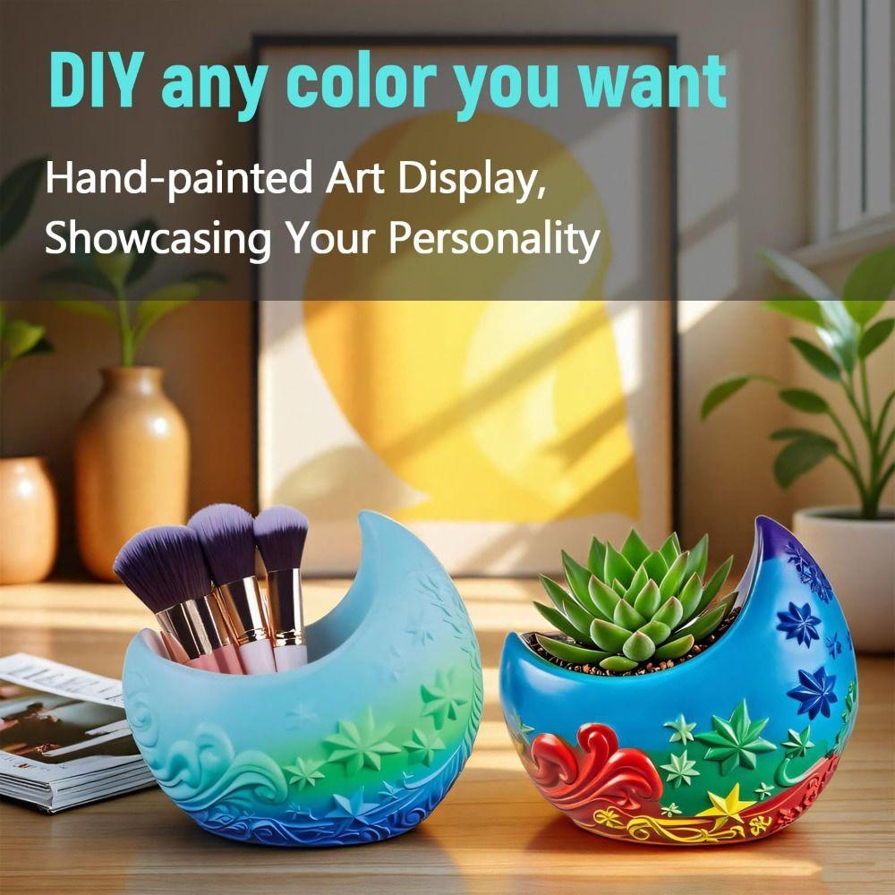 Creative Moon Shape Aromatherapy Candle Mold 3D Silicone Resin Mold Reusable DIY Plaster Mold Home Decor
