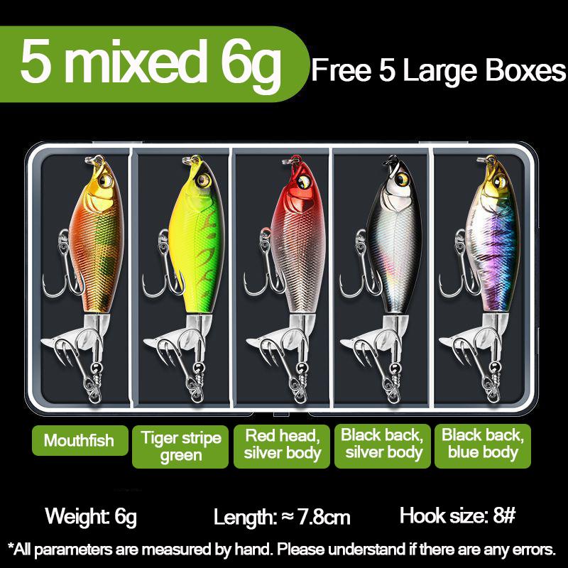 5 Pcs Lua Bait Fake Baits Floating Tractors Surface Ties Frying Pencil Propellers Freshwater Fishing Warble Bass Blackfish Lure