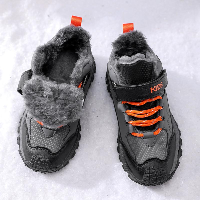 Winter Children's Fashionable Fleece Warm Outdoor High Top Cotton Boots Snow Boots Hiking Cotton Shoes 30-40