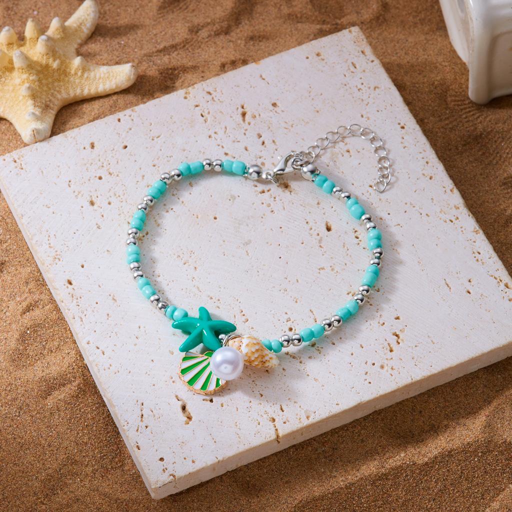 Bohemia Starfish Conch Beads Bracelet For Women Handmade Irregular Crystal Stone Beaded Bracelet Summer Beach Party Jewelry Gift
