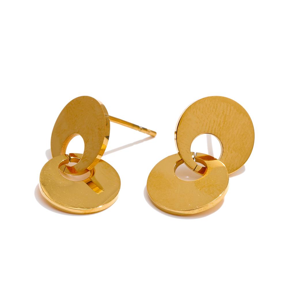 Eetit Glossy Stainless Steel Round Drop Dangle Earrings 18K Golden Plated Minimalist Daily  Versatile Jewelry Wholesale