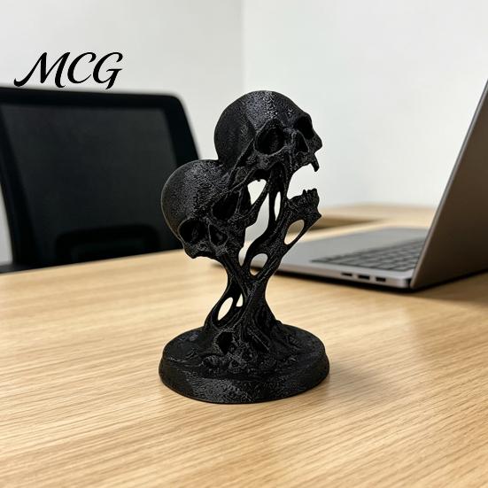 Abstract Skull Ornament Integrated Molding Process Figure, 3D Printed Double Art Ornament, Fluid Exquisite Detail Statue Statue, Dark Style Decoration