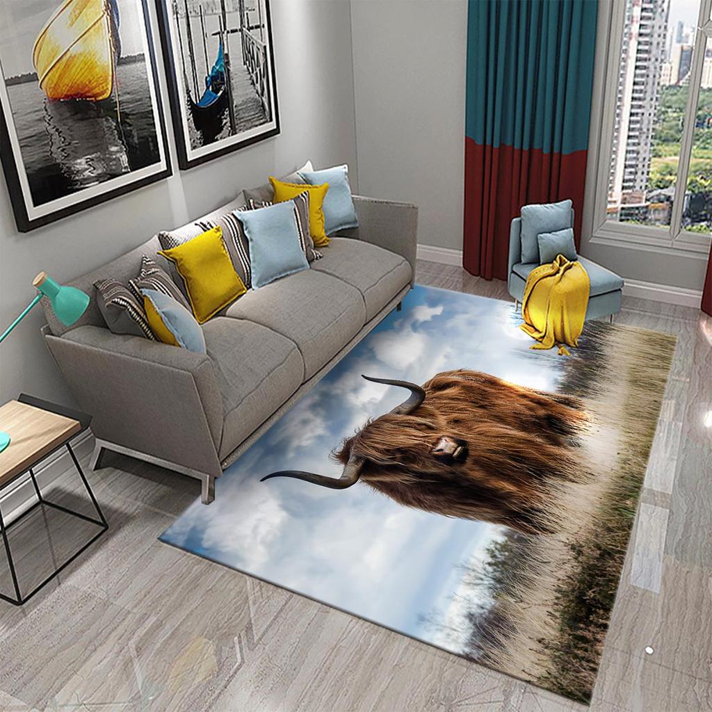 Yoga Mat Bedroom Living Room Decorative Door Mat Cute Cow Rug Farm Animal Rectangular Rug
