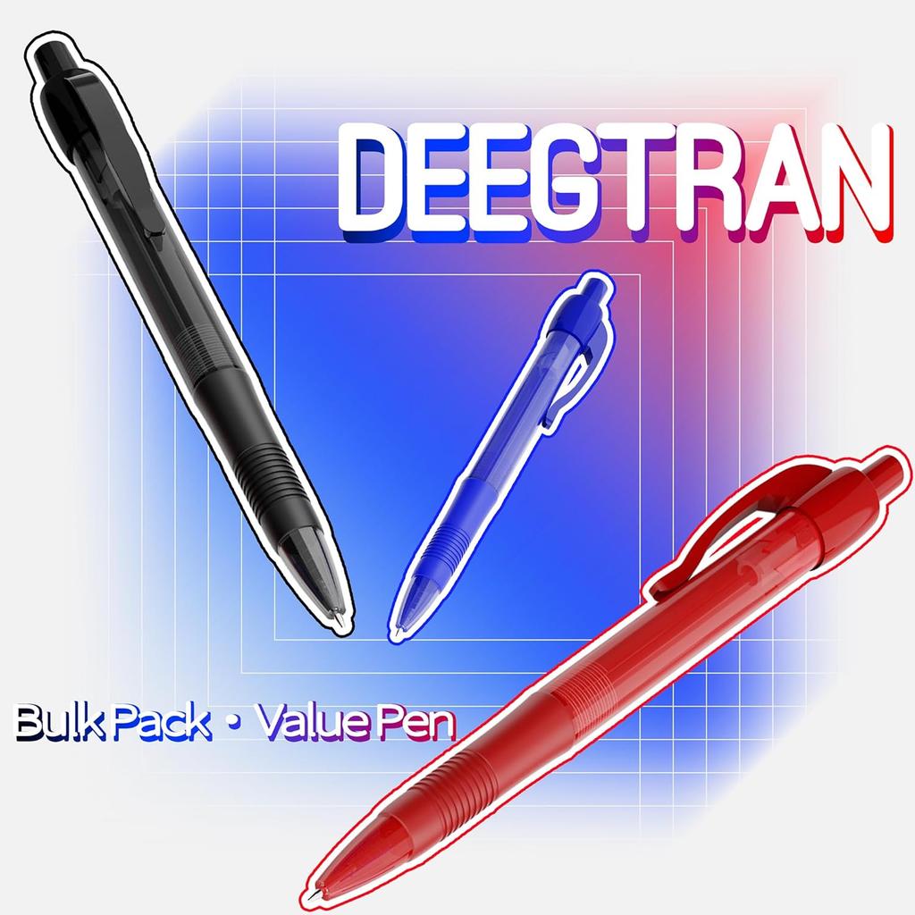 Deegtran Pens Bulk, 30 Pack No Bleed Black Ink Click Pens with Soft Grip, Wholesale Retractable Ballpoint Pens for Office School, Medium Point Smooth