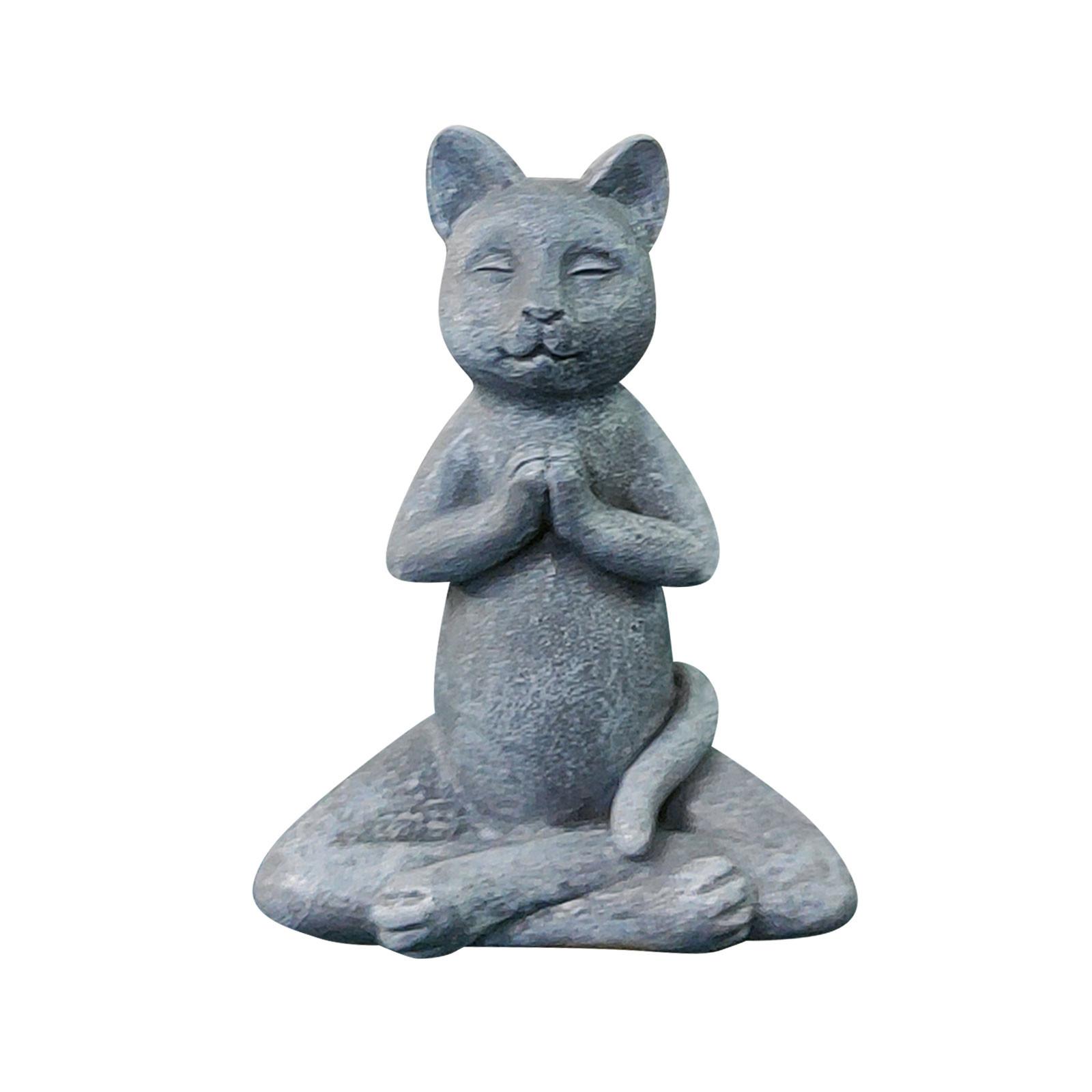 

Кошка Будда Медитация Статуя Кота Сад Открытая Скульптура Украшение One Size серый