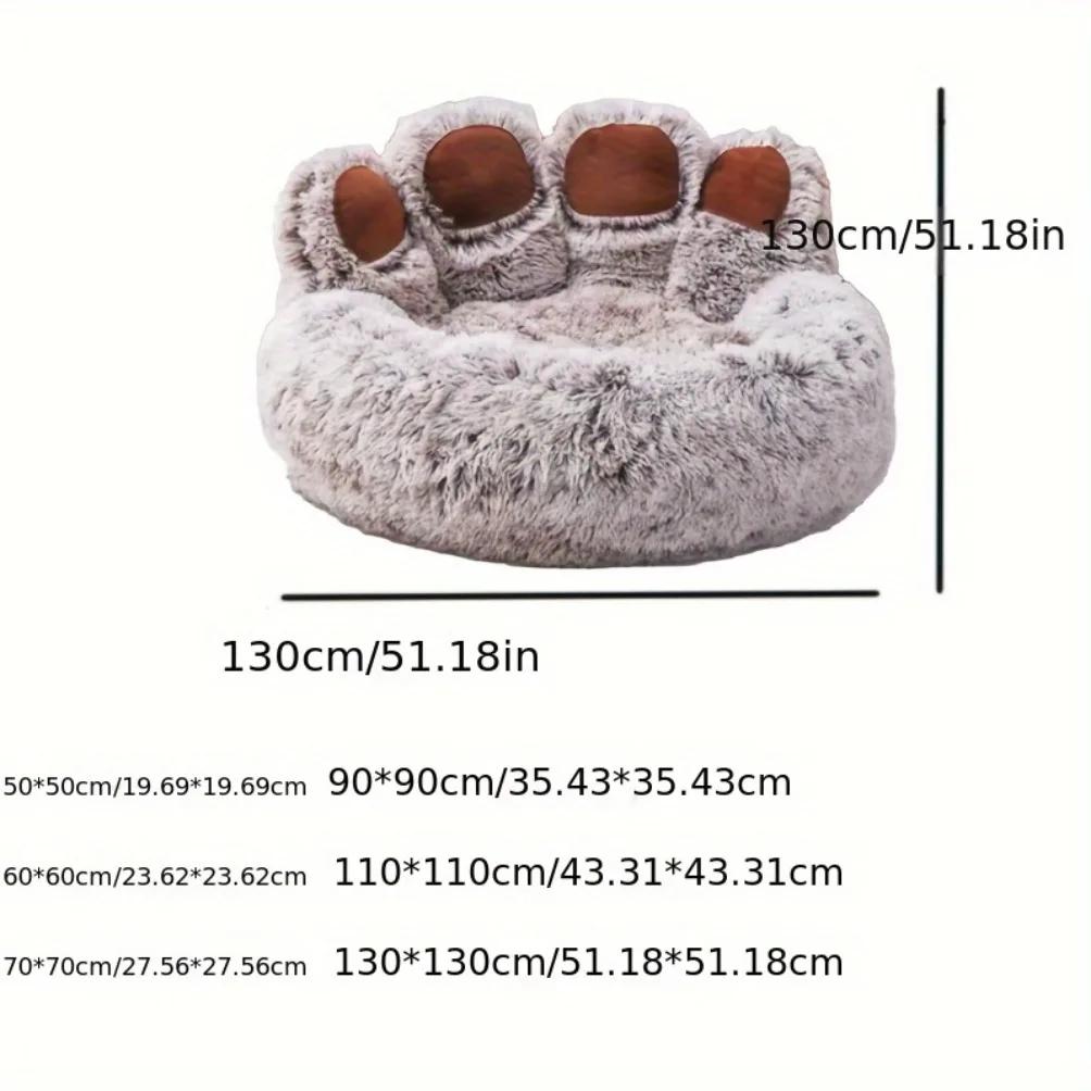 Fluffy Dog Cat Bed,Warm Dogs Beds Sofa,Cute Bear Paw Shape Pets Kennel Mat Puppy Cats Supplies Basket,Pet Accessories.