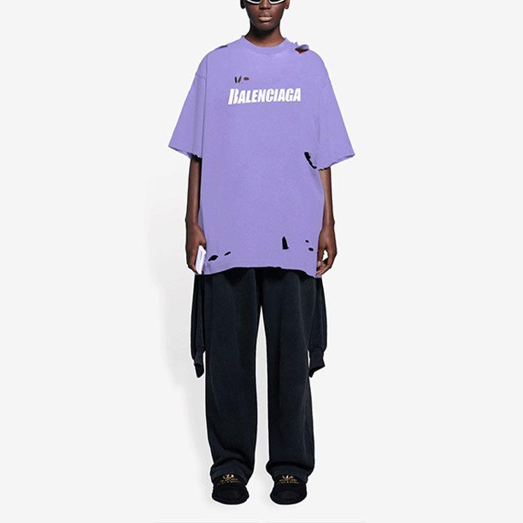Balenciaga Boxy T Shirt 'Purple/White' 651795TKVB83078