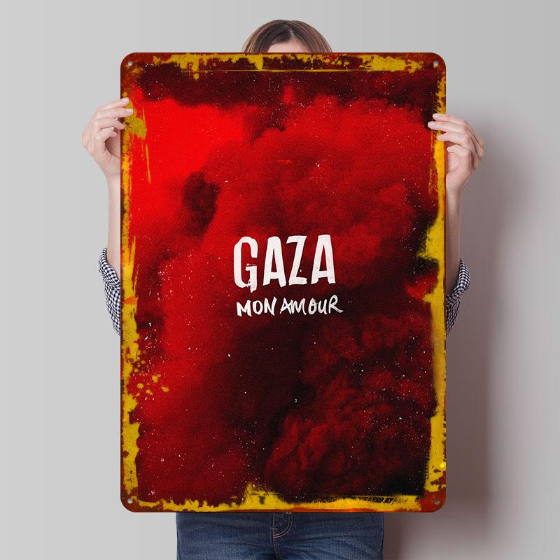 

Gaza Mon Amour Movie Poster Customized Wall Art Vintage Metal Signs Retro Tin Plaque for Man Cave Decoration Bedroom Decorations 7.9x11.8In(20x30cm)