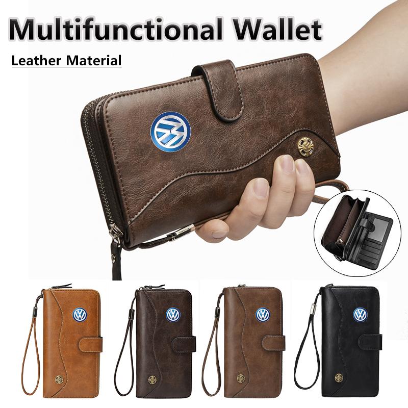 HAT1 Car PU Leather Vintage Snap Closure Clutch Bag Storage Pouch For VW Scirocco Jetta Beetle Golf Passat Polo Tiguan Sharan Touran