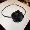 White Women' CHOKER On a Strap NECKLACE Flower ROSE On the Neck Elegant