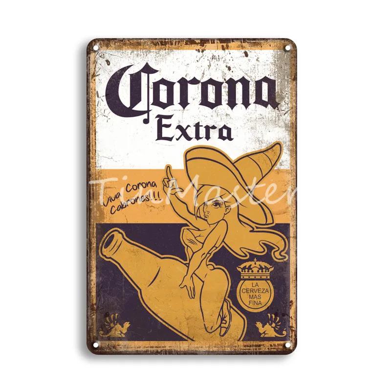CORONA EXTRA Metal Tin Sign Vintage Beer Poster Decorative Plaques Retro Pub Bar Decor Plate Skull Metal Sign Wall Stickers