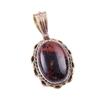Natural Mahogany Obsidian Gemstone 925 Solid Silver Two Tone Pendant 1.50'' h1K32
