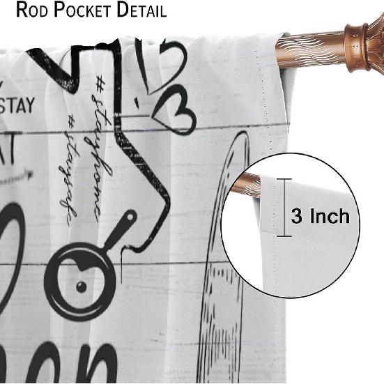 Farmhouse Rustic Kitchen Curtains, Vintage Fork Spoon Barn Rustic Plank Cafe Curtains Home Living Room Bedroom Blackout Curtains 2 Panels 42x45