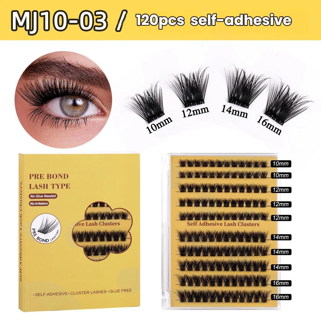 False Eyelashes - Glue-Free DIY Segmented Lashes, Formaldehyde-Free, Voluminous & European Curl, Self-Adhesive Makeup