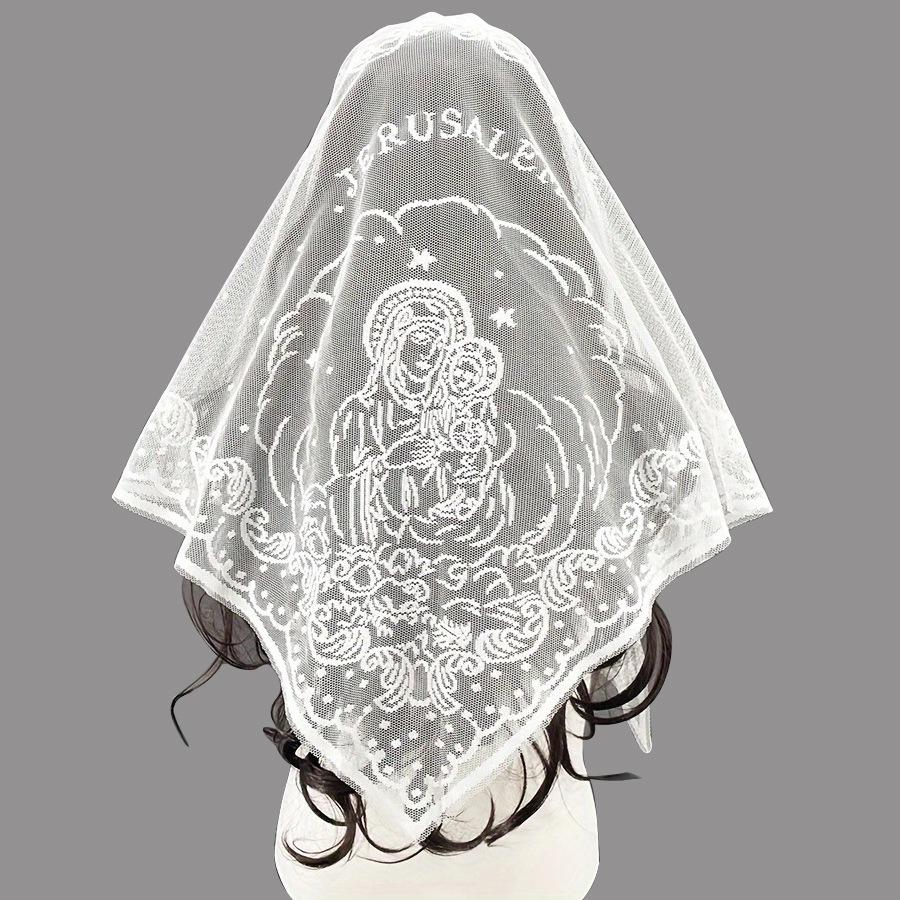 

1Pc New Catholic Church Chapels Scarf Shawls Headscarf Lace Christian Prayer Scarf Church Veil Mantilla белый