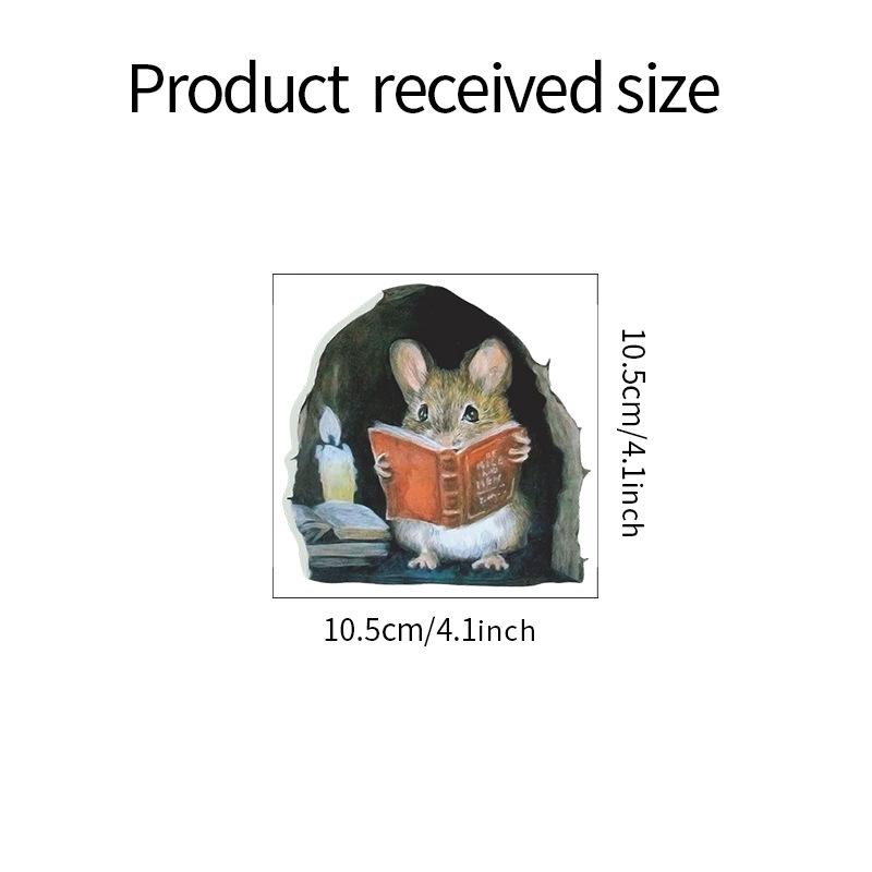 

Наклейка на стену с изображением мыши для чтения, детская комната, украшение для дома, настенная роспись для гостиной, спальни, съемные обои