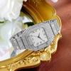 Hot Sale Fashion Square Diamond Full Diamond Roman Graded Scale Ladies Watch Women's Watch Quartz Watch Silver Gold