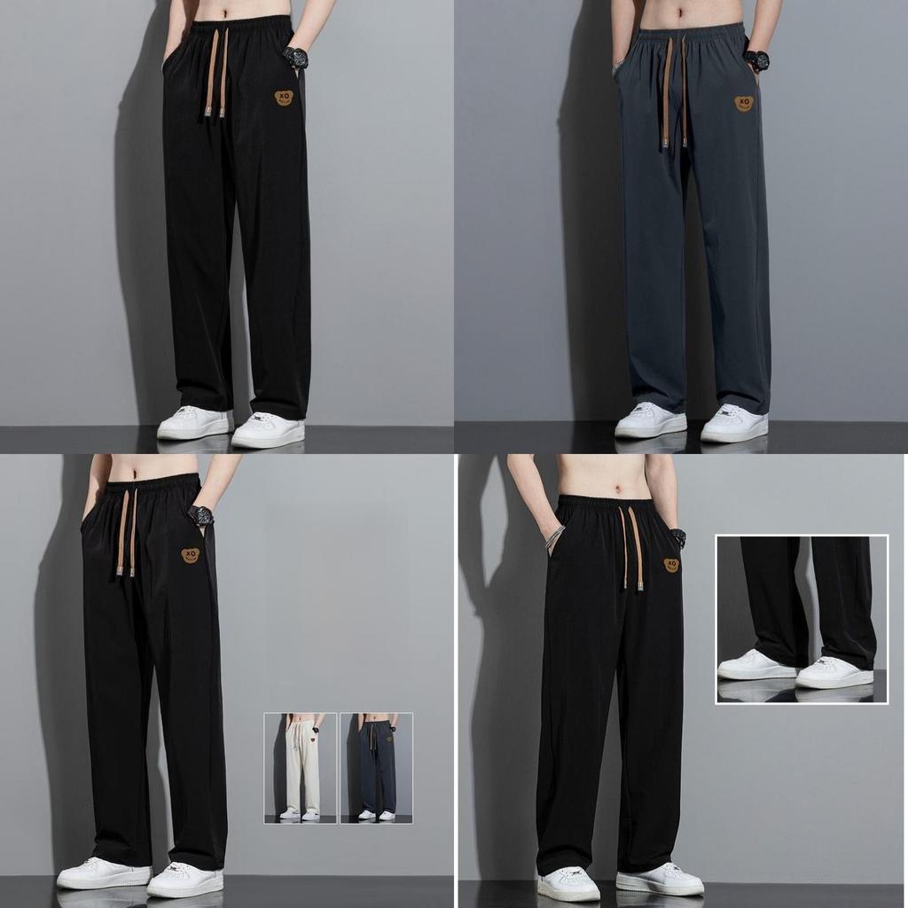 Pantaloni Estivi da Uomo Gamba Dritta in Seta di Ghiaccio con Tessuto Quickdry per Abbigliamento Casual