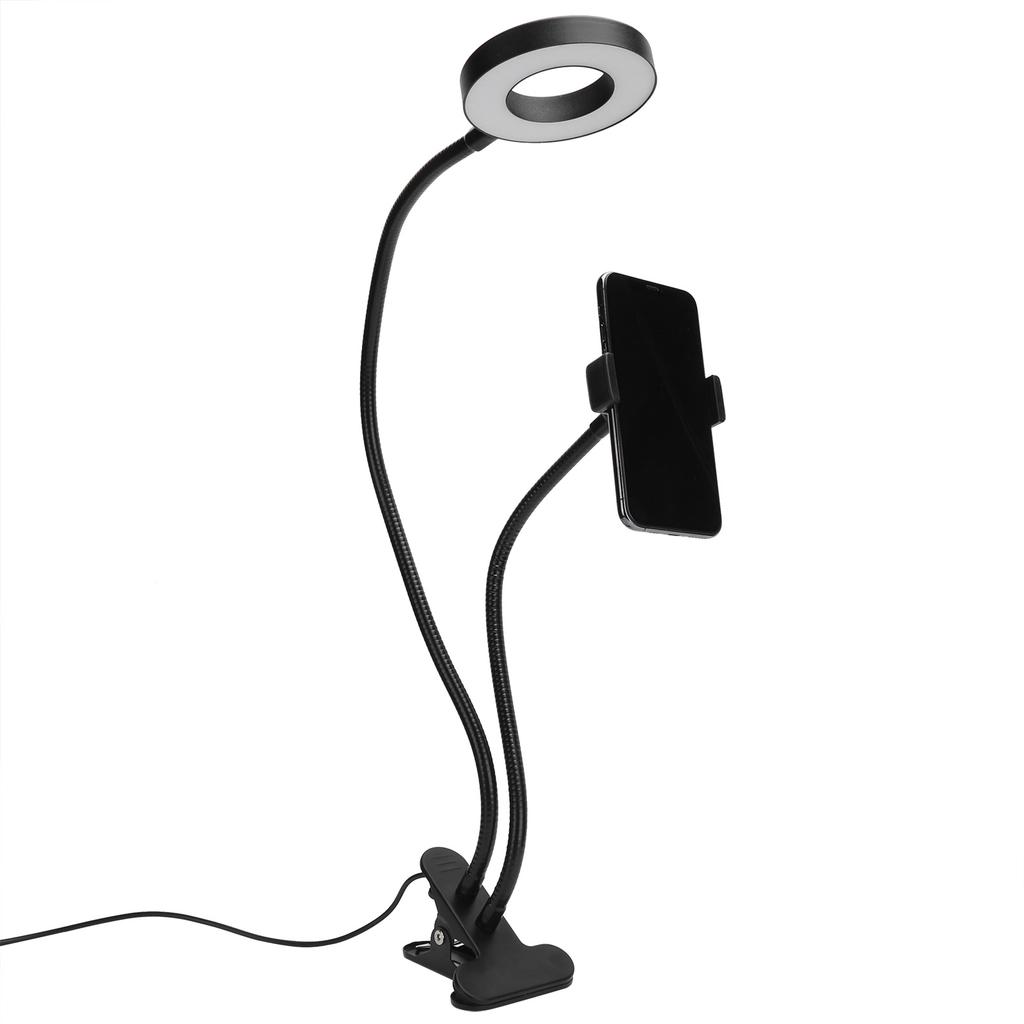 2in 1 LED Selfie Ring Light with Cell Phone Holder Adjustable Desk Lamp for Live Stream