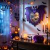 Halloween Wall Mirror Wooden Decorative Mirror, Pumpkin Ghost Bat Witch Cartoon Lightweight Decor, Fun for Entryway Party, Festive Home Ornament