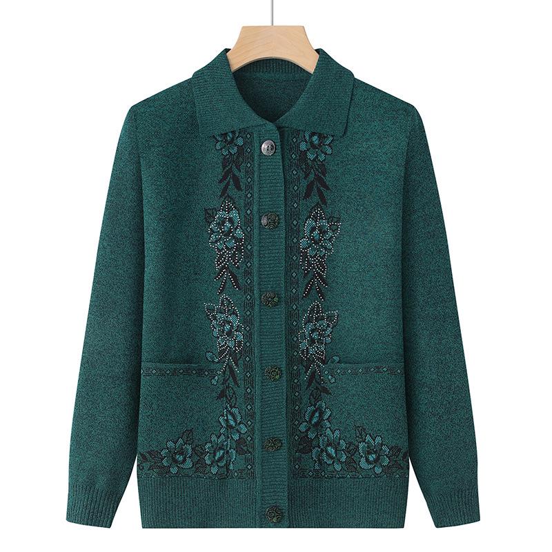 

Весенний кардиган для женщин среднего и пожилого возраста - Легкий свитер для мамы/бабушки One Size (Recommended for 42.5-65kg)