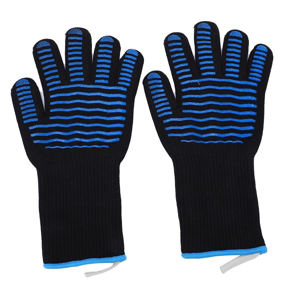 2PCS Silicone Glove Long Sleeve LSize 500 Celsius  Antislip Flame Retardant for BBQ Microwave Ovens Smelting Factory