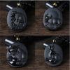 Naturalny Czarny Obsydian Rzeźbiony Chiński Starożytny Dwanaście Zwierząt Zodiaku Szczęśliwy Amulet Wisiorek Koraliki Naszyjnik Modny Prezent Biżuteria
