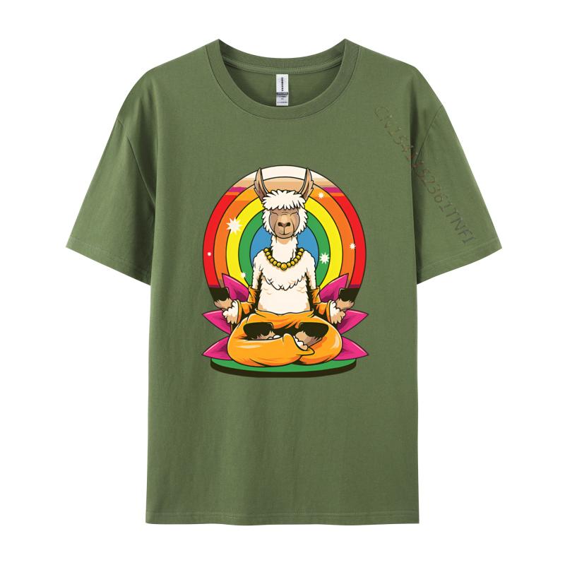 Llama Yoga Llamaste Animal Yogi Pose Tshirts Retro Style Tshirt Premium Cotton Design New Tops Tees Discount Tops  Tees
