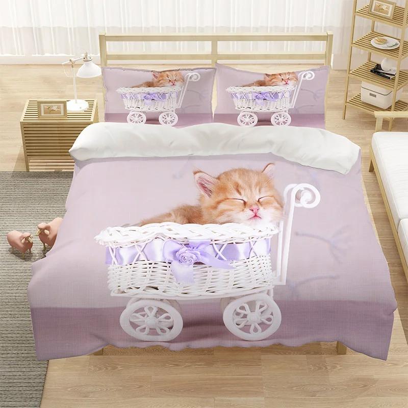 Cool Cat Bedding Set Animal Bed Linen Bedclothes Twin Full Single Size For Boys Girls Kids Cute  Astronaut Duvet Cover Sets
