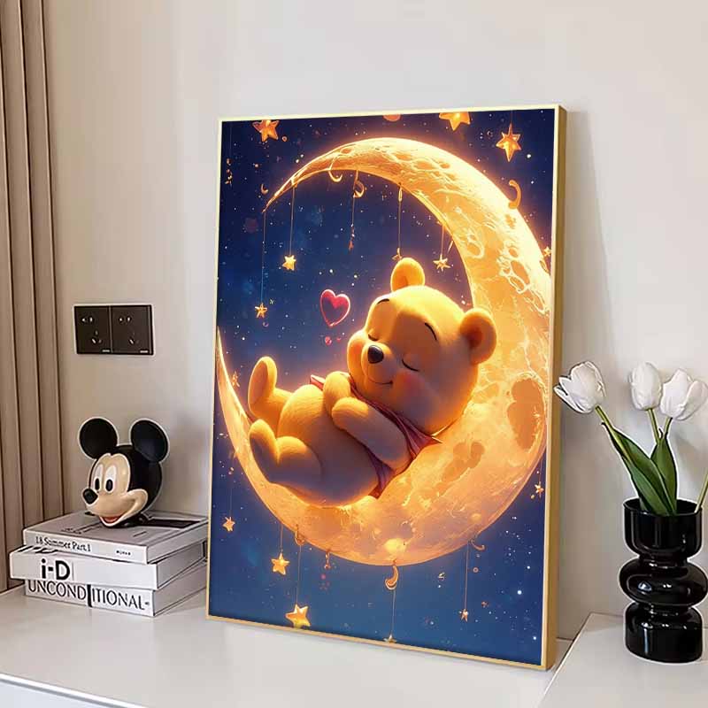 Disney Diamond Painting Winnie The Pooh Sleeping Under The Moonlight Wall Hanging Embroidery Full Diamond Cross Stitch DIY Gift Home Decor