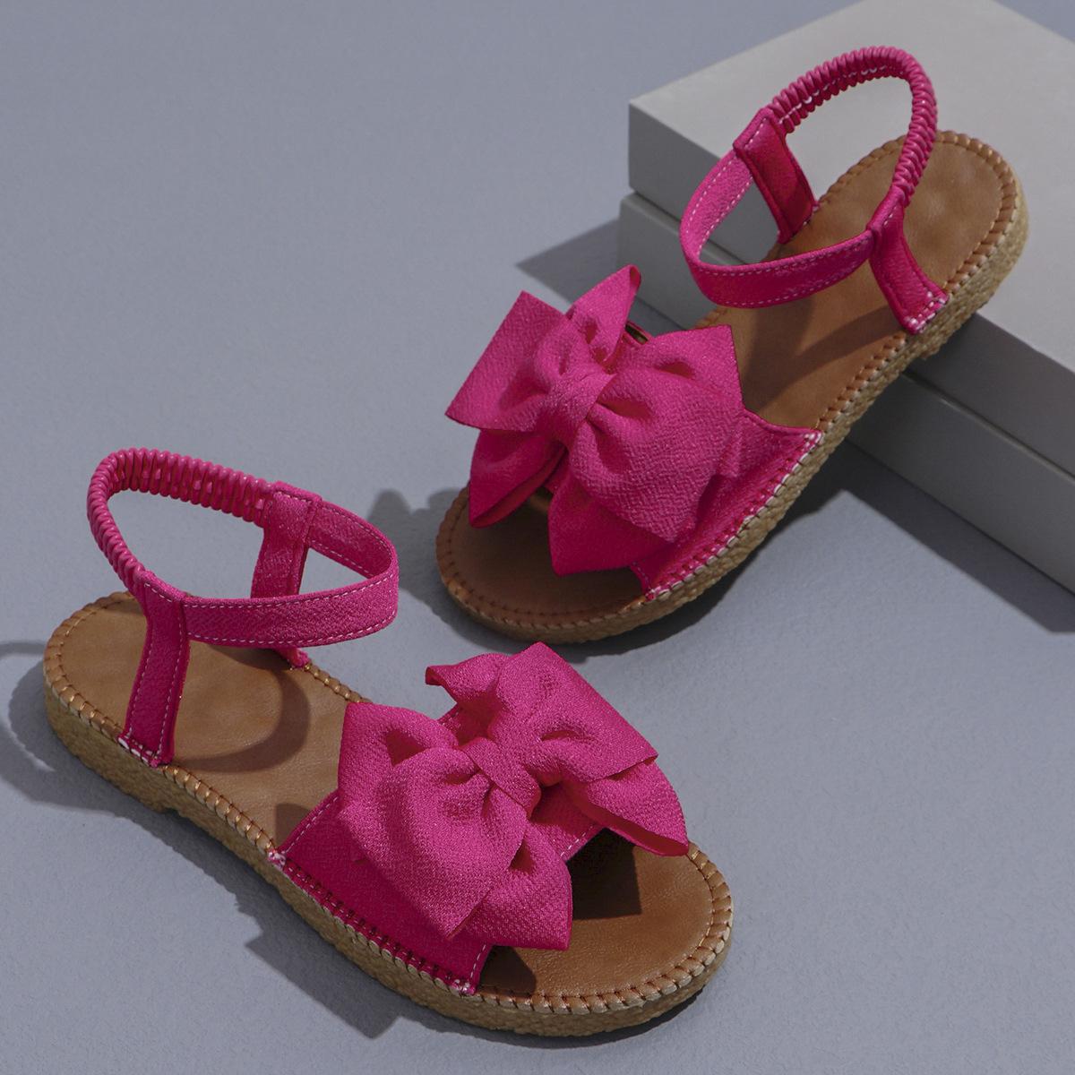 

Женские стильные розовые сандалии на плоской подошве с бантом — легкая повседневная летняя обувь с эластичной резинкой, без застежек и удобной резиновой подошвой 42 розы красного