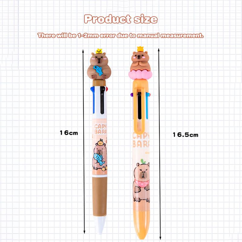 Cartoon Capybara 6-Color Ballpoint Pen Cute Multicolored Gel Pen Durable Pressing Pens School Office Supplies Student Stationery
