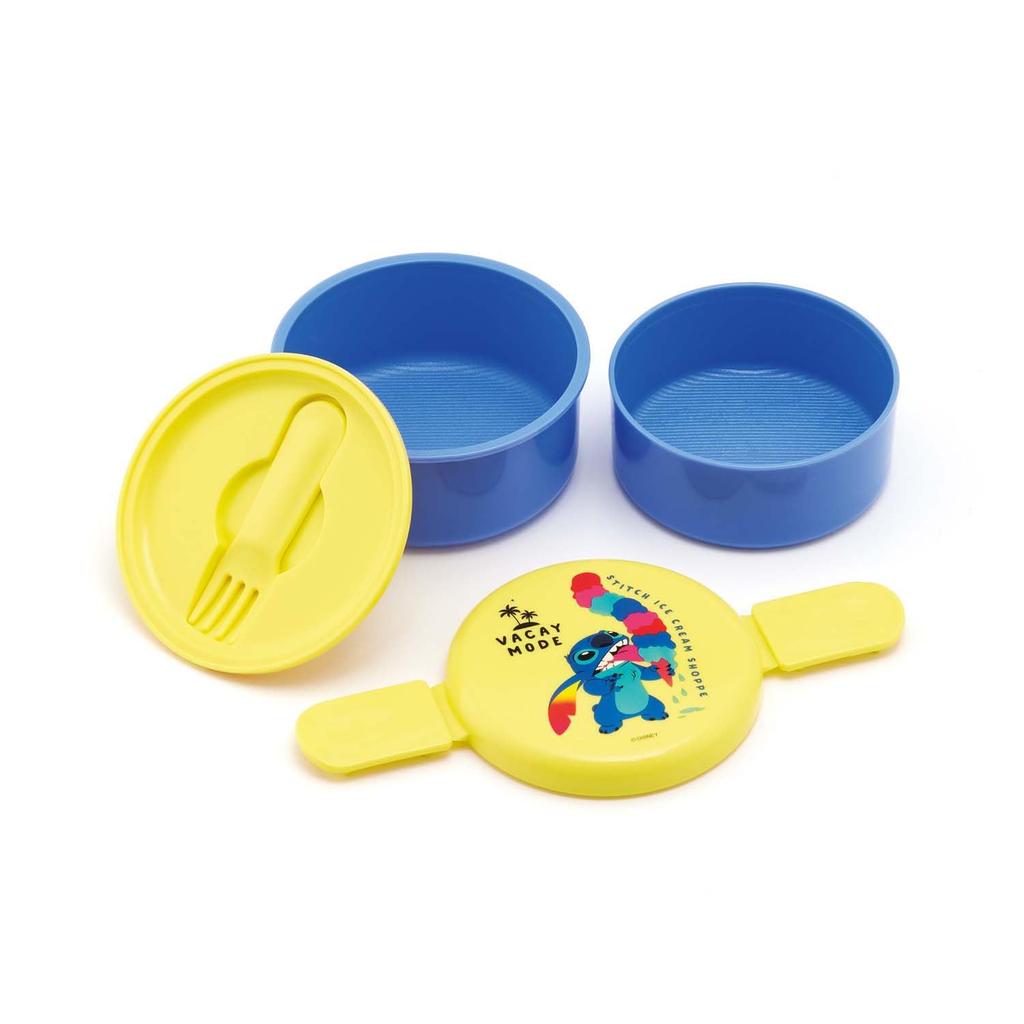 Skater Bento Made in Disney Stitch Box, 500ml, Two-Tier, Round, Antibacterial, Japan, Design, ONWR1AG-A