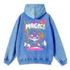 Herbst Frau Acid Wash Hoodies Magie Deadpool Cartoons Druck Sweatshirt Retro Übergroße Baumwoll-Pullover Kleidung