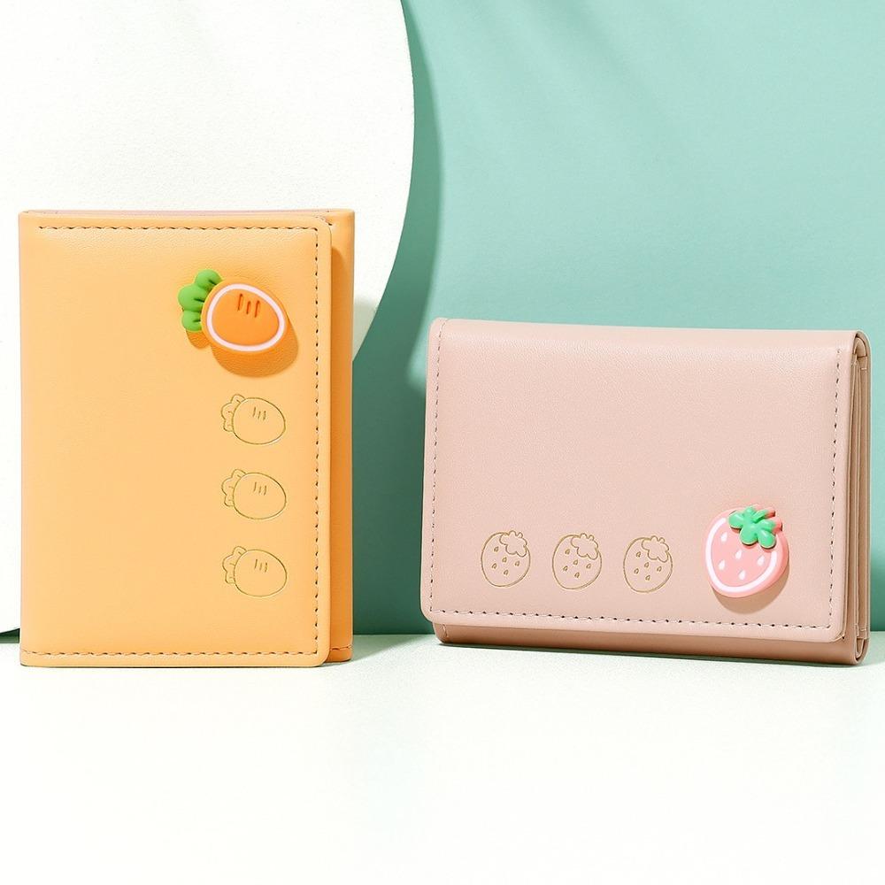PU Trifold Wallet Fruit Pattern Folding Wallet Fashion Card Holder Travel
