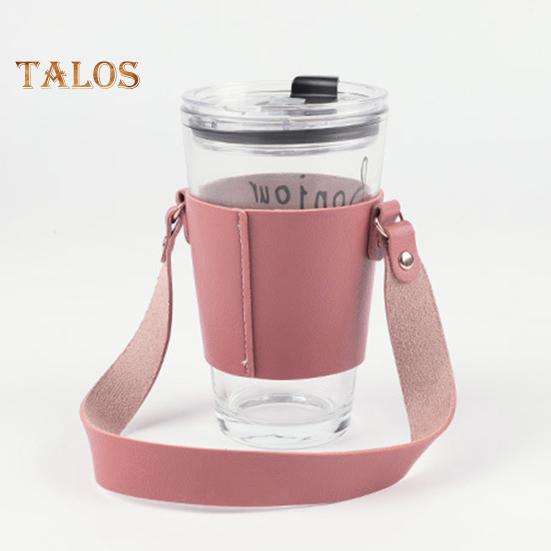 Cup Cover with Handle Hand-Carrying Faux Leather Durable Coffee Cup Holder Hanging Strap Daily Use
