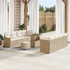 vidaXL 11-Piece Garden Sofa Set with Cushions Beige Poly Rattan Acacia 3363021