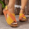 Γυναικεία χρωματικά πέδιλα Wedge, Peep Toe Slingback Soft Sole, Άνετα καλοκαιρινά σανδάλια για εξωτερικούς χώρους