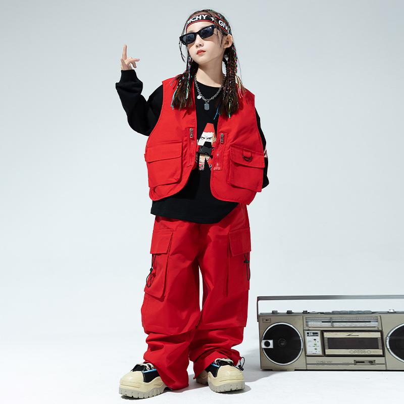 Kids' Trendy Hip Hop Dance Outfits: Boys' Cargo Pants & Girls' Jazz Costumes Set