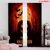 2pcs,2D Plane Printing Minimalist Curtains A Variety of Halloween Pumpkin Versatile Polyester Fabric (without Rod) Decorations