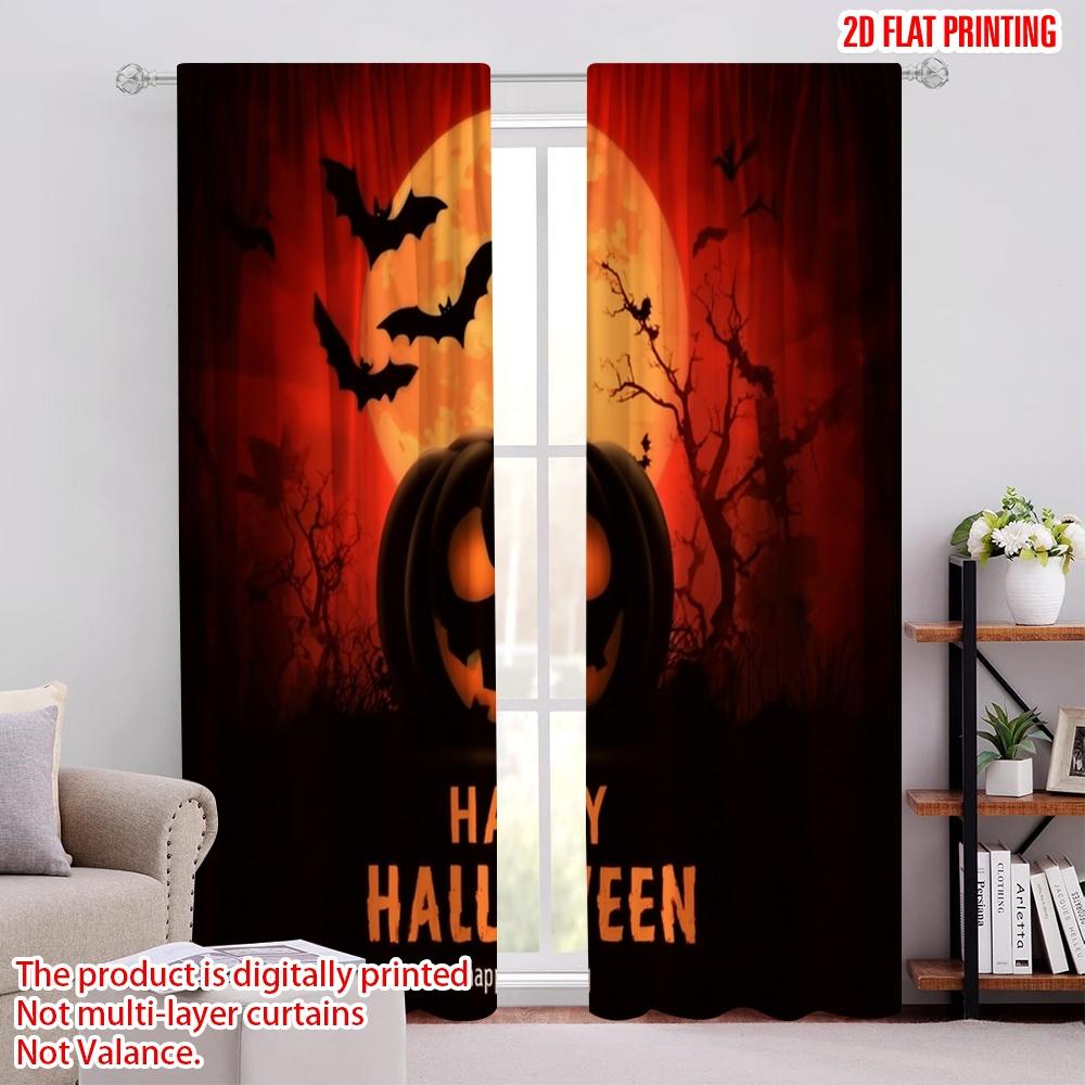 

2pcs,2D plane printing Minimalist Curtains A Variety of Halloween Pumpkin Versatile Polyester Fabric (without rod) Decorations 52.50 × 116.00 cm 2 pcs